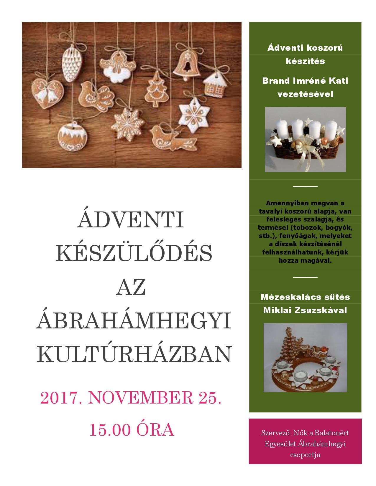 Ábrahámhegy - Adventi előkészületek 2017. november 25.-én